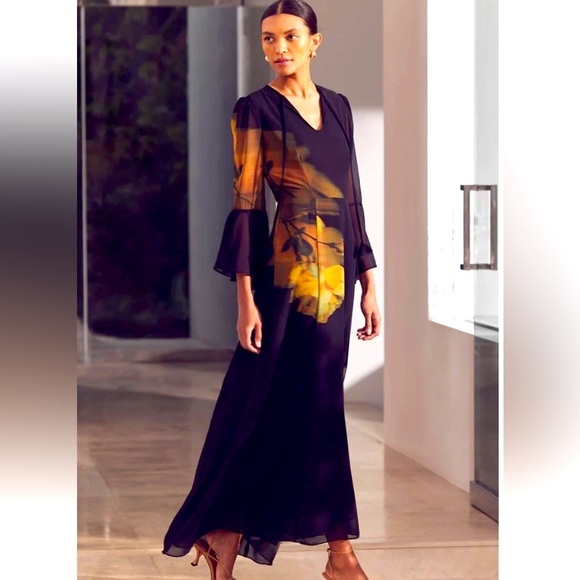 Misa Los Angeles Claire Size XS Formal Black Floral Maxi Stunning NWT - Picture 1 of 15